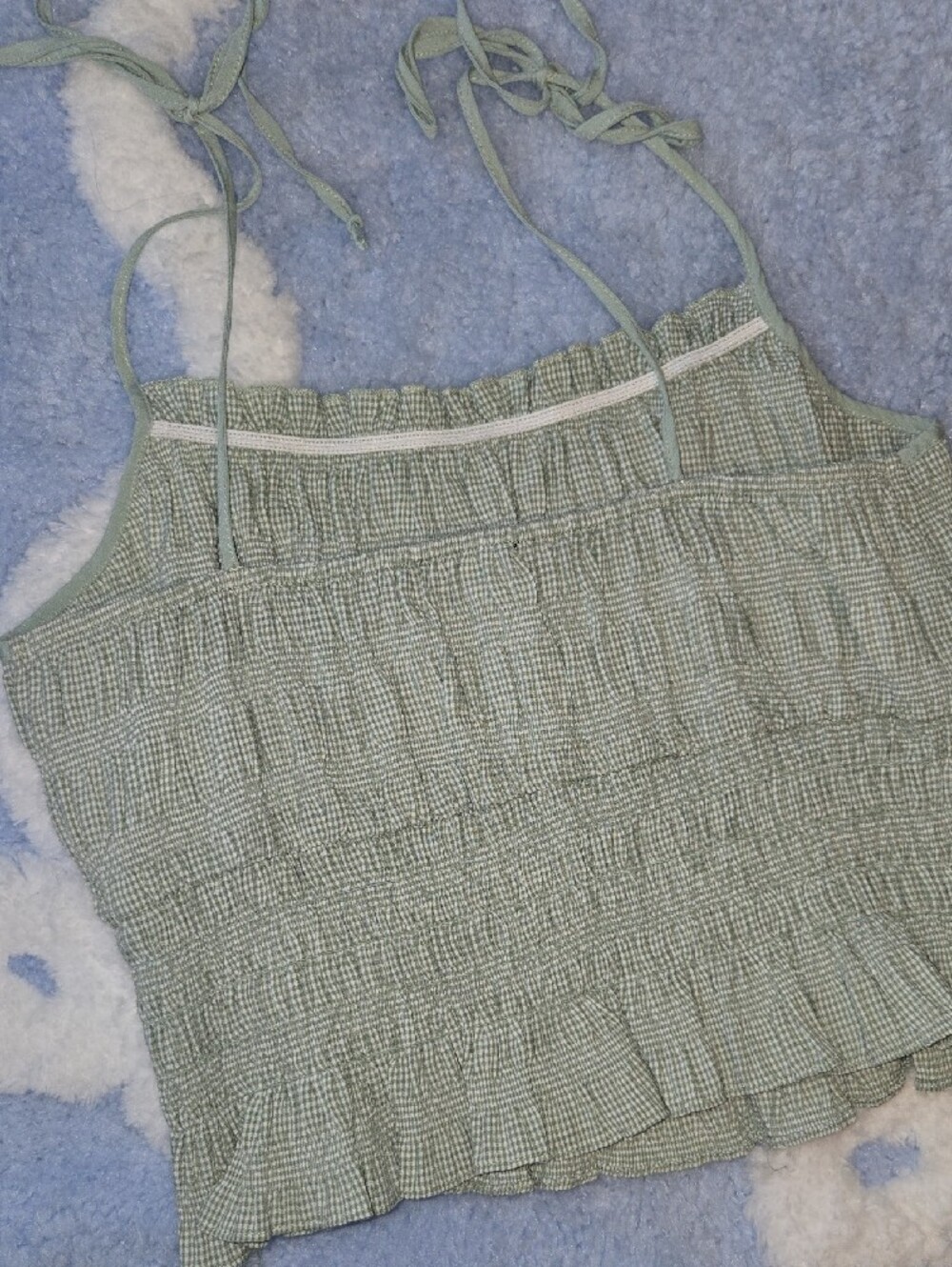 Smocked Sage Green Tie-Strap Tank Top - Picture 10 of 10